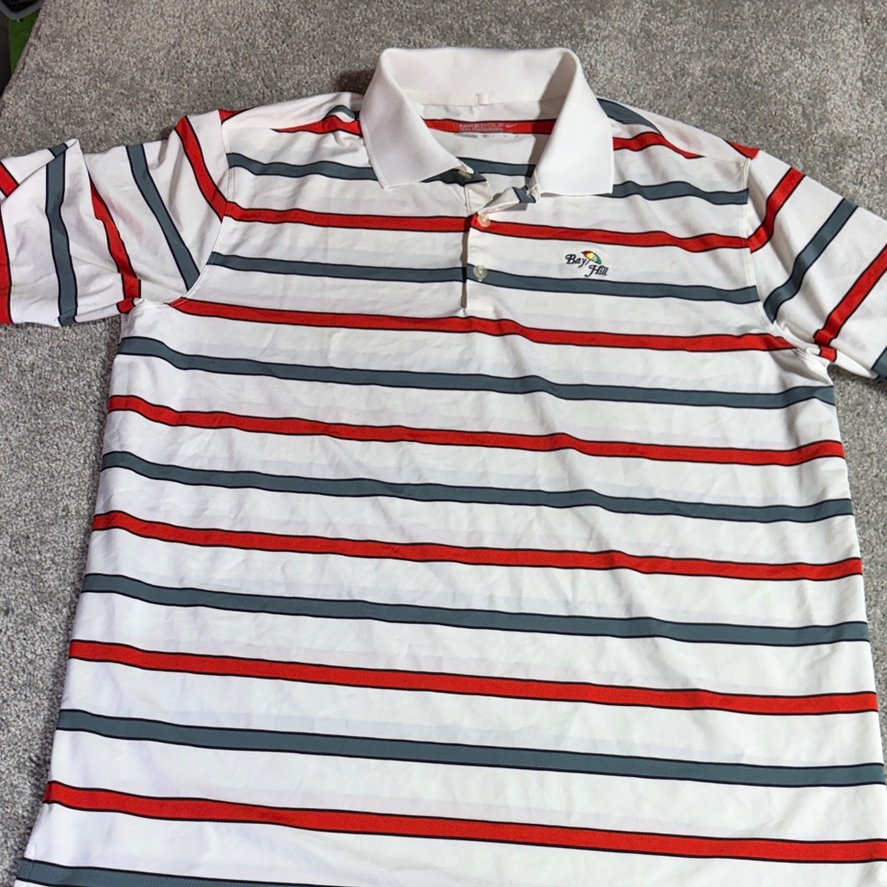Nike Men's Striped Polo Shirt - Red, Gray, White XL